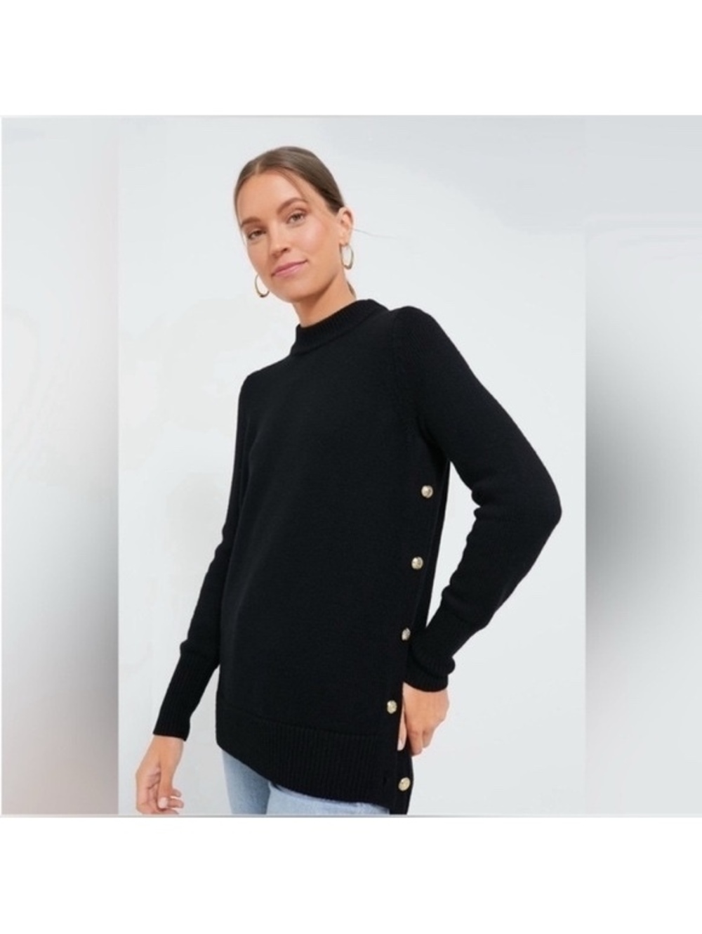 Tuckernuck Sophia Wool Side Button Turtleneck Sweater Women's Size M